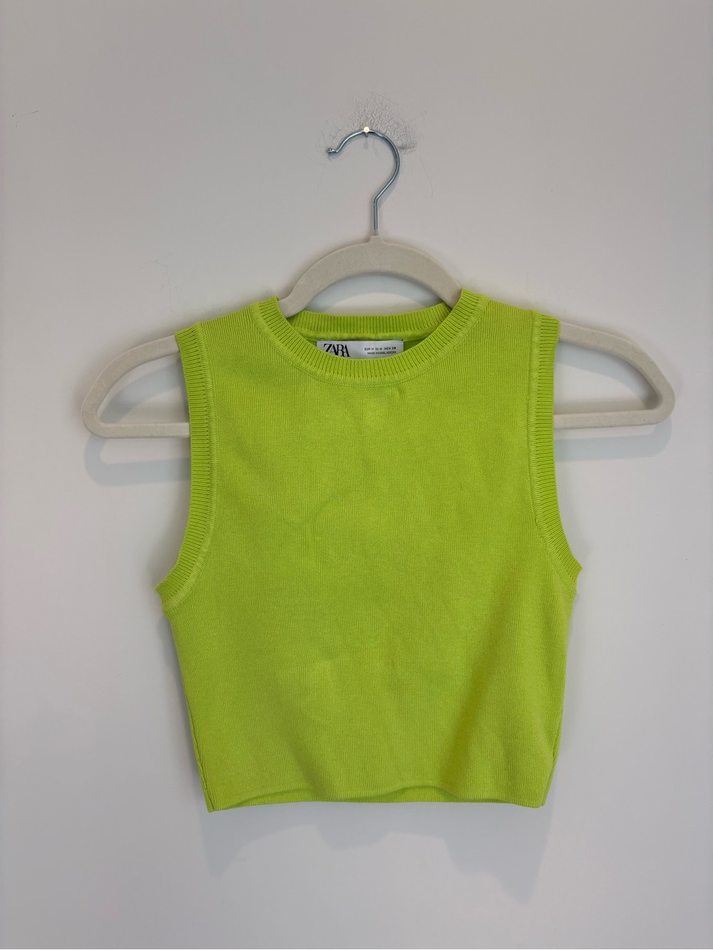 ZARA Neon Lime Knit Cropped Tank Top